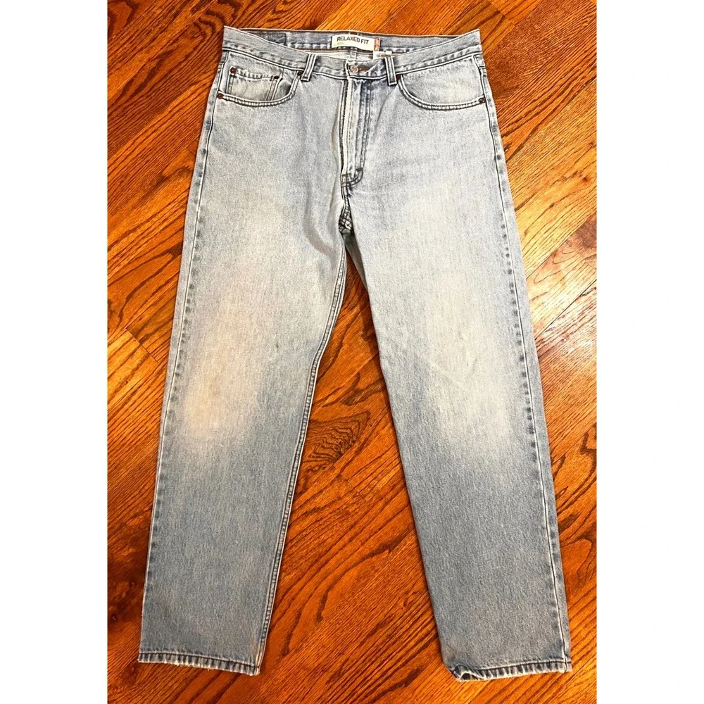 Levis 550 Relaxed Fit‎ Jeans Mens 35x32 Light Wash Blue Denim 00550-4891
